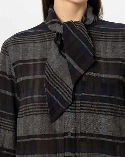 Check Blouse With Bow - Multi