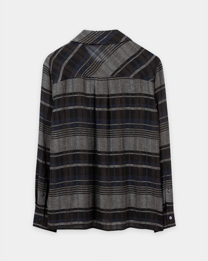Check Blouse With Bow - Multi