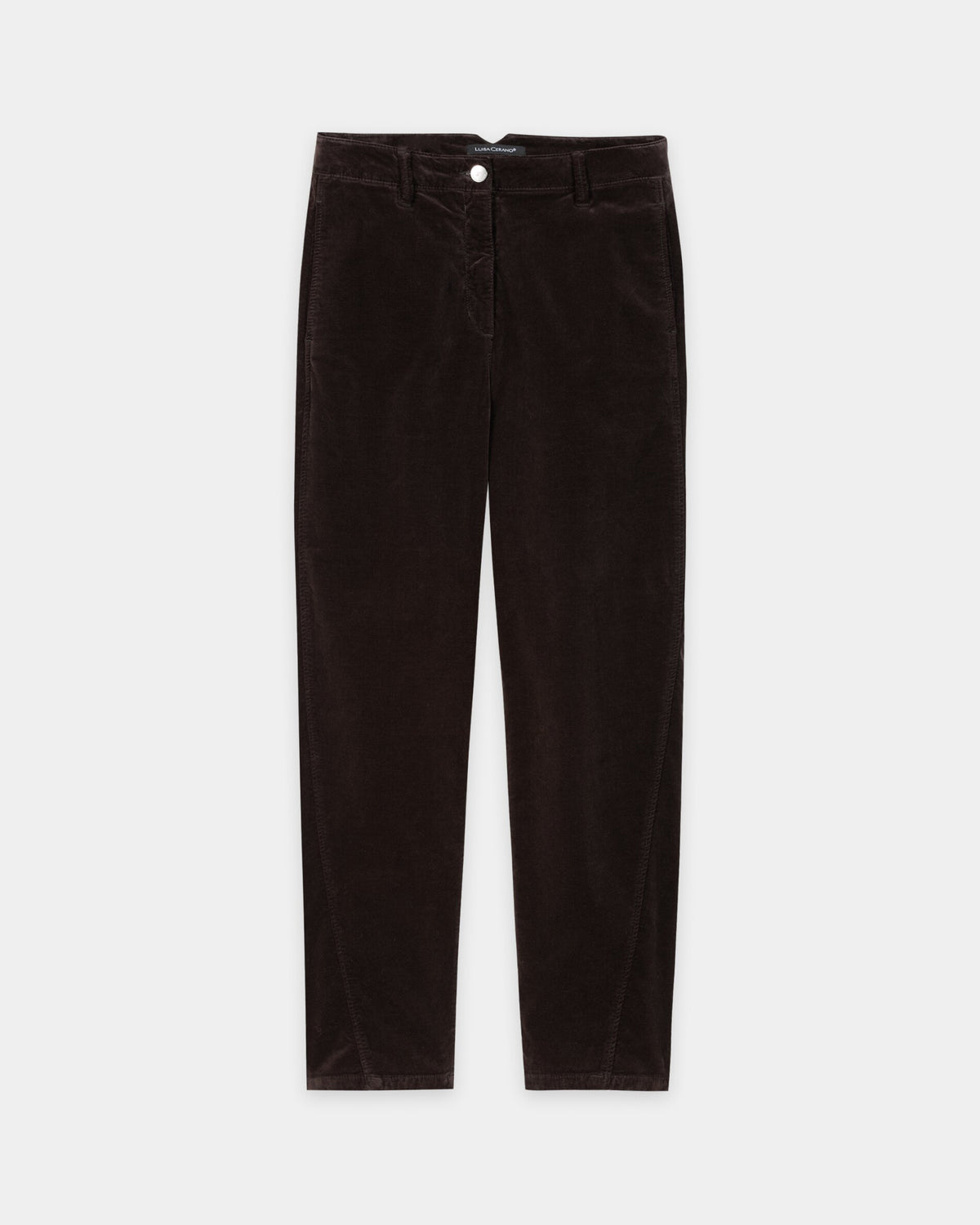 Barrel Leg Velvet Trousers - Truffle