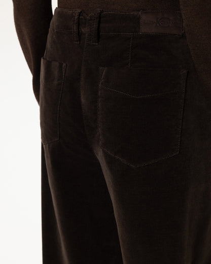 Barrel Leg Velvet Trousers - Truffle