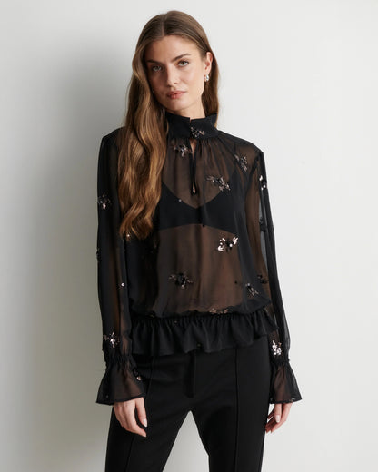 Luma Sequin Blouse - Black