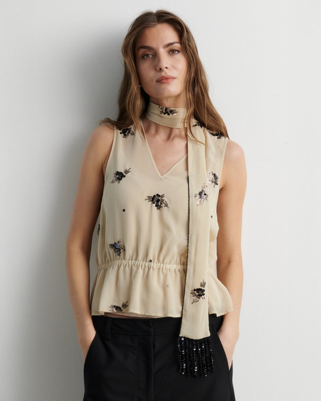 Luma Sequin Top - White Pepper