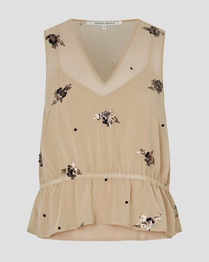 Luma Sequin Top - White Pepper