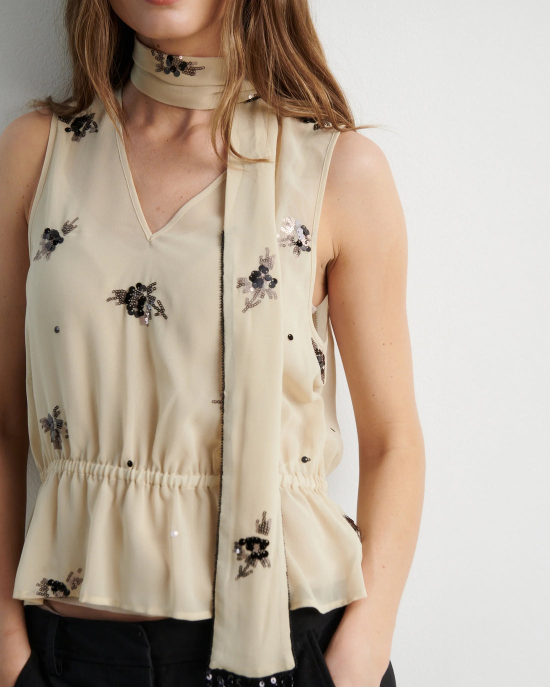 Luma Sequin Top - White Pepper