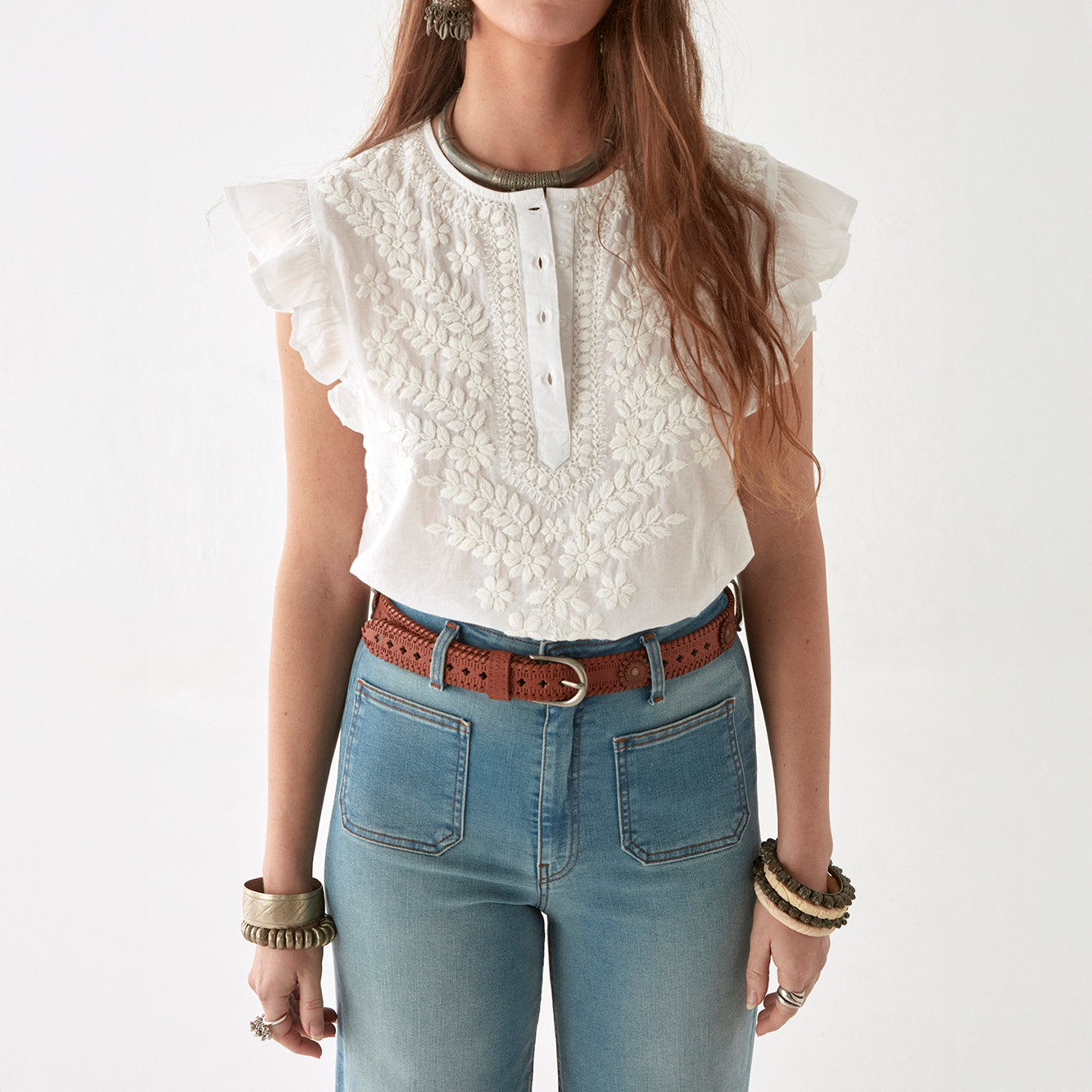 Ashanti Embroidery Blouse - White