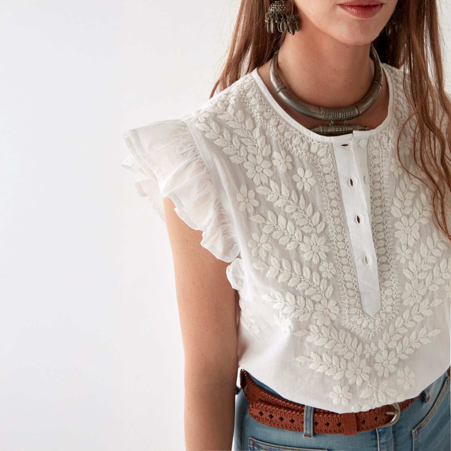 Ashanti Embroidery Blouse - White