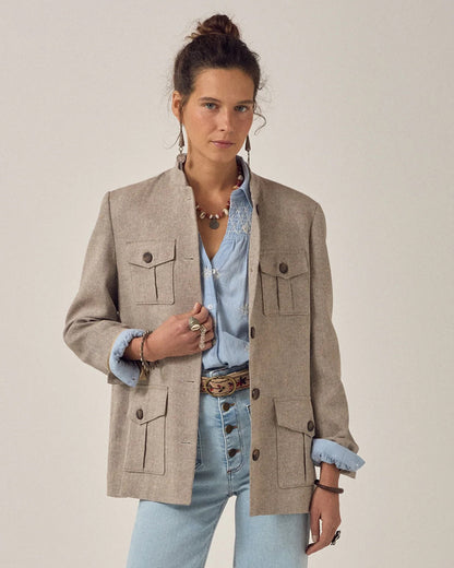 James Smocked Yoke Blouse - Sky Blue