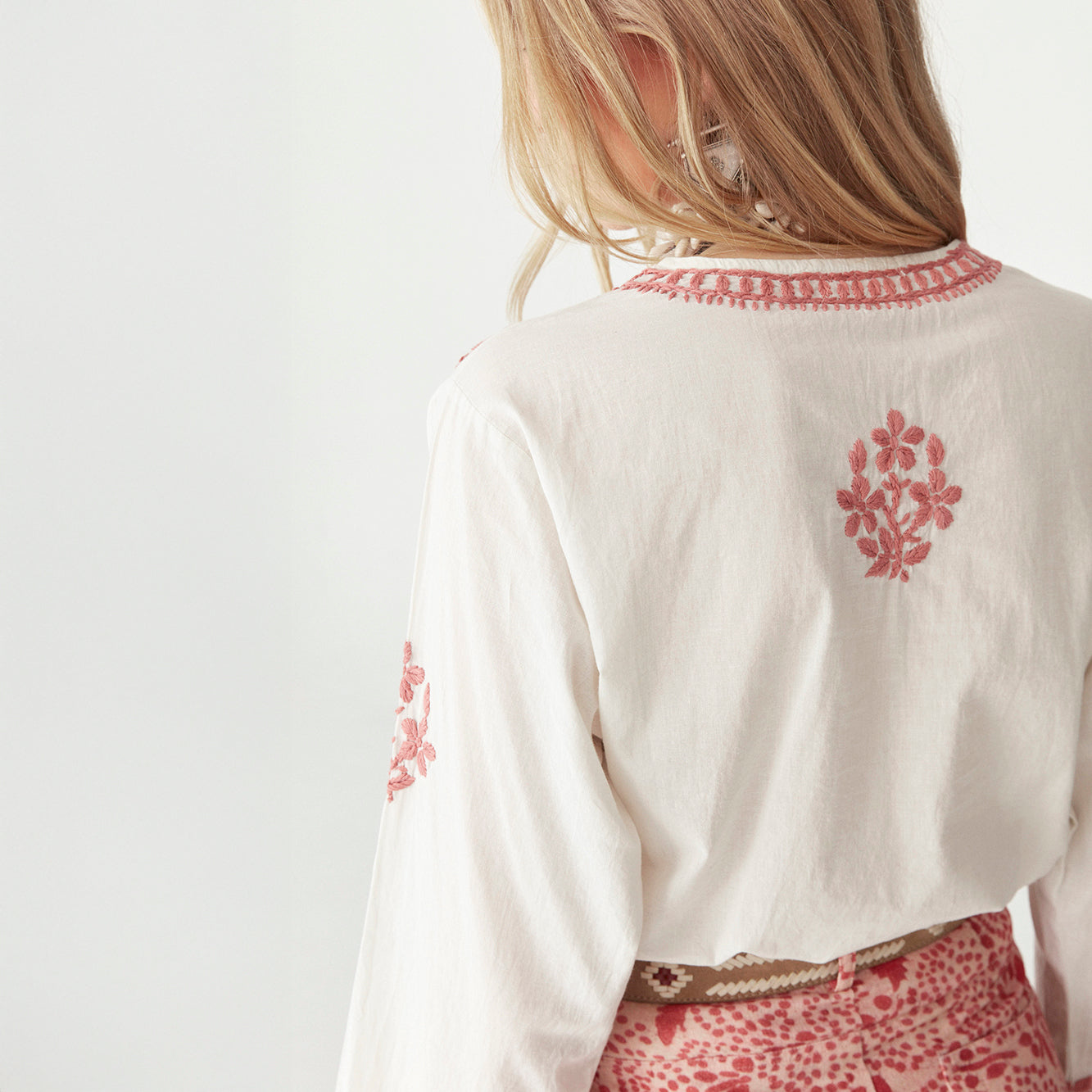 Shyla Embroidery Smock Blouse - Azzuro