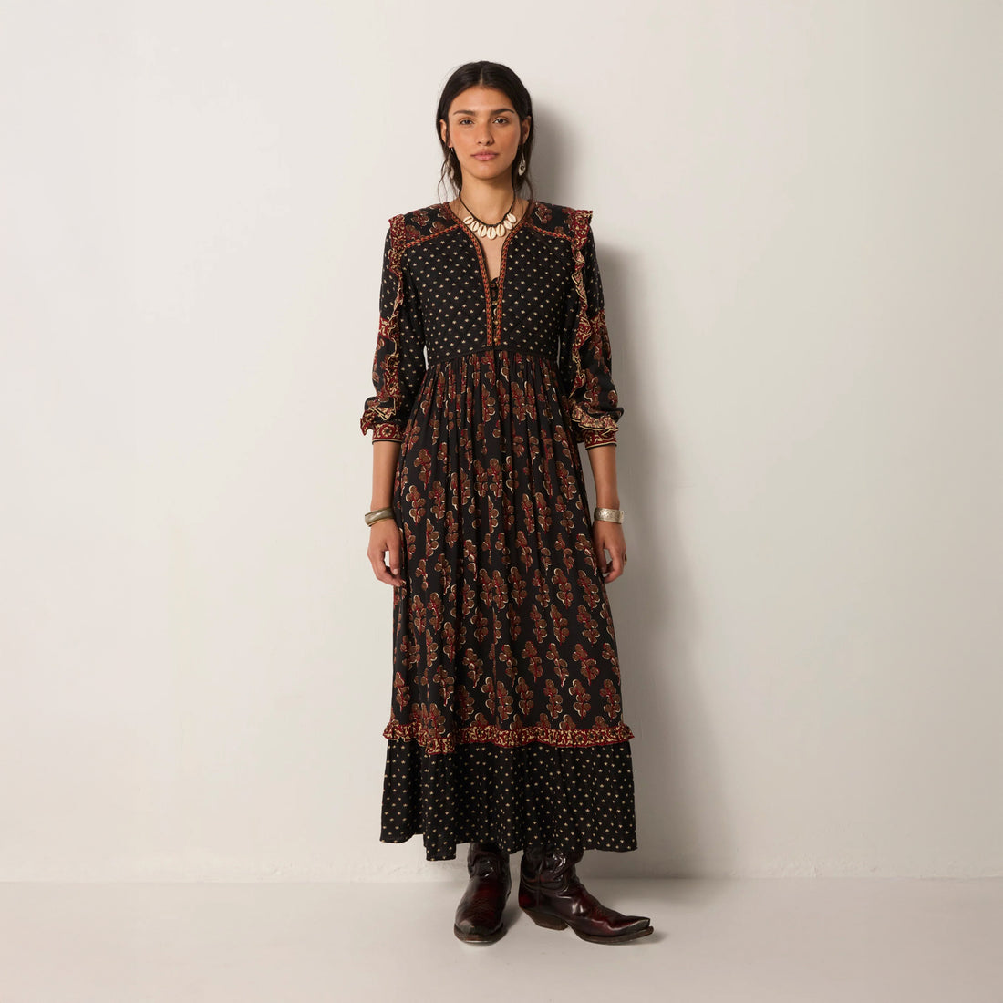 Lily Quilted Dress - Black Coffee