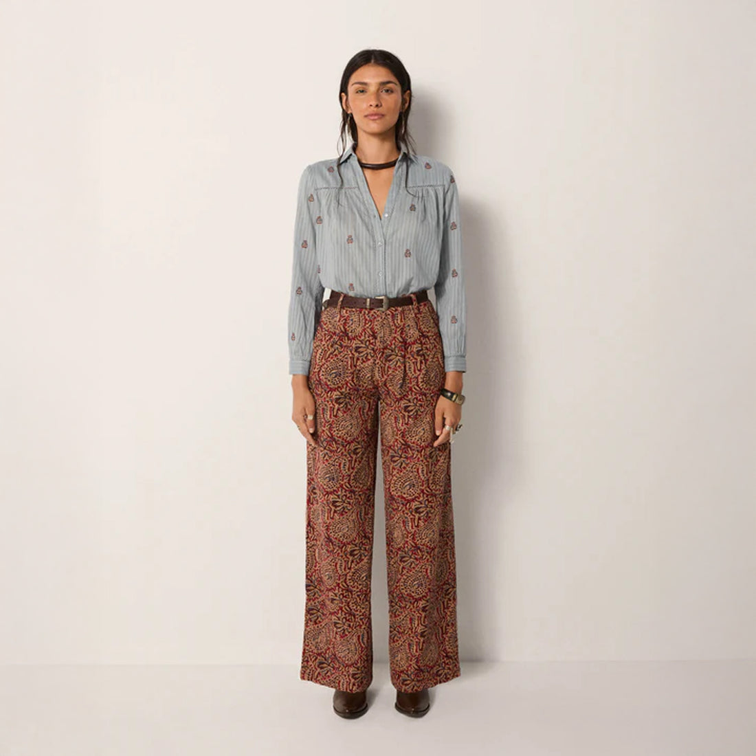 Jimmy Printed Trouser - Red Blue