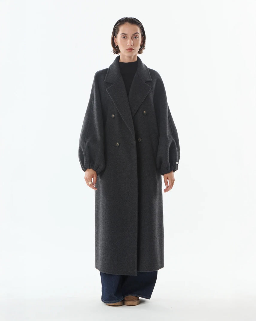Oversized Long Cashmere/Wool Coat - Anthracite