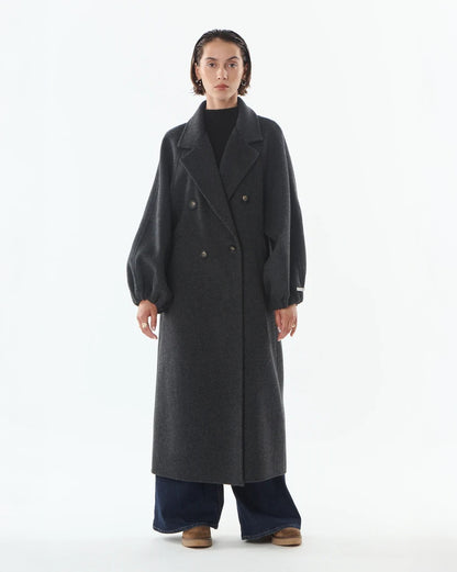 Oversized Long Cashmere/Wool Coat - Anthracite
