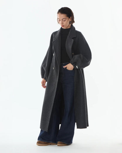 Oversized Long Cashmere/Wool Coat - Anthracite