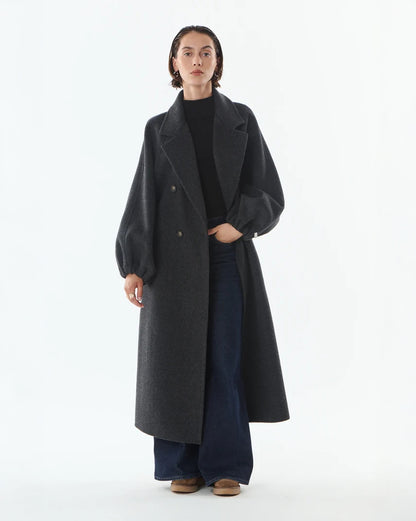 Oversized Long Cashmere/Wool Coat - Anthracite