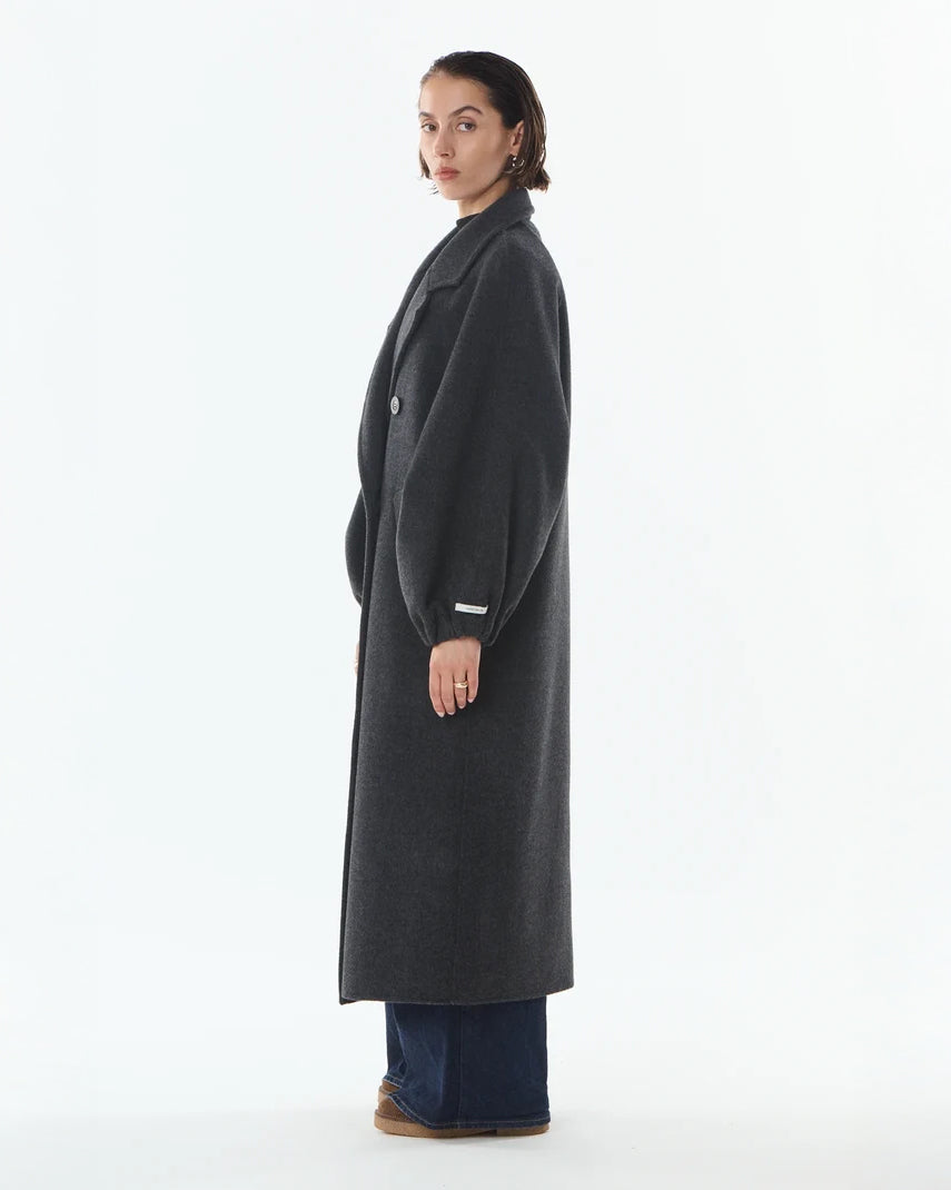 Oversized Long Cashmere/Wool Coat - Anthracite