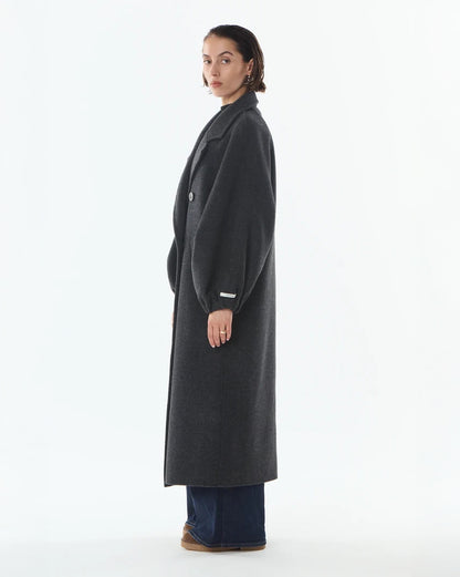 Oversized Long Cashmere/Wool Coat - Anthracite