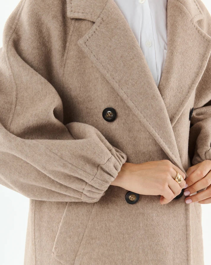 Oversized Long Cashmere/Wool Coat - Taupe