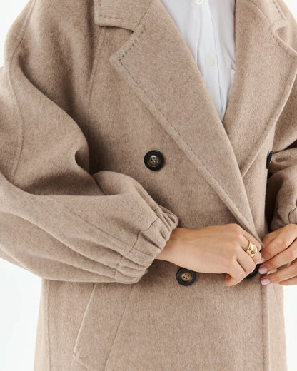 Oversized Long Cashmere/Wool Coat - Taupe