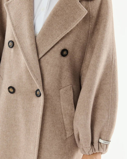Oversized Long Cashmere/Wool Coat - Taupe