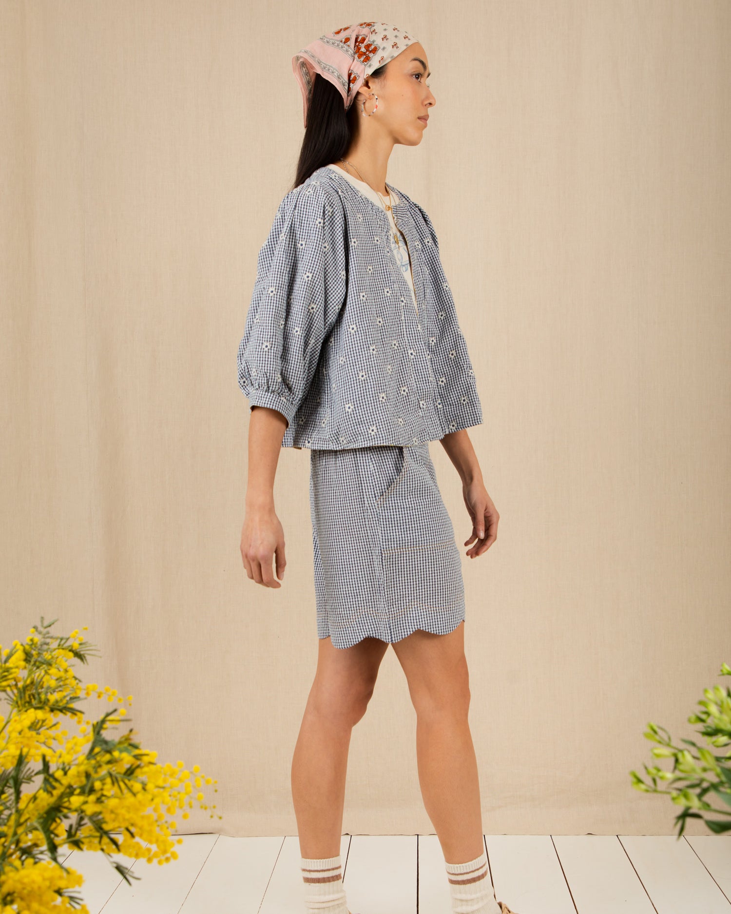 Mary Short - Navy Gingham