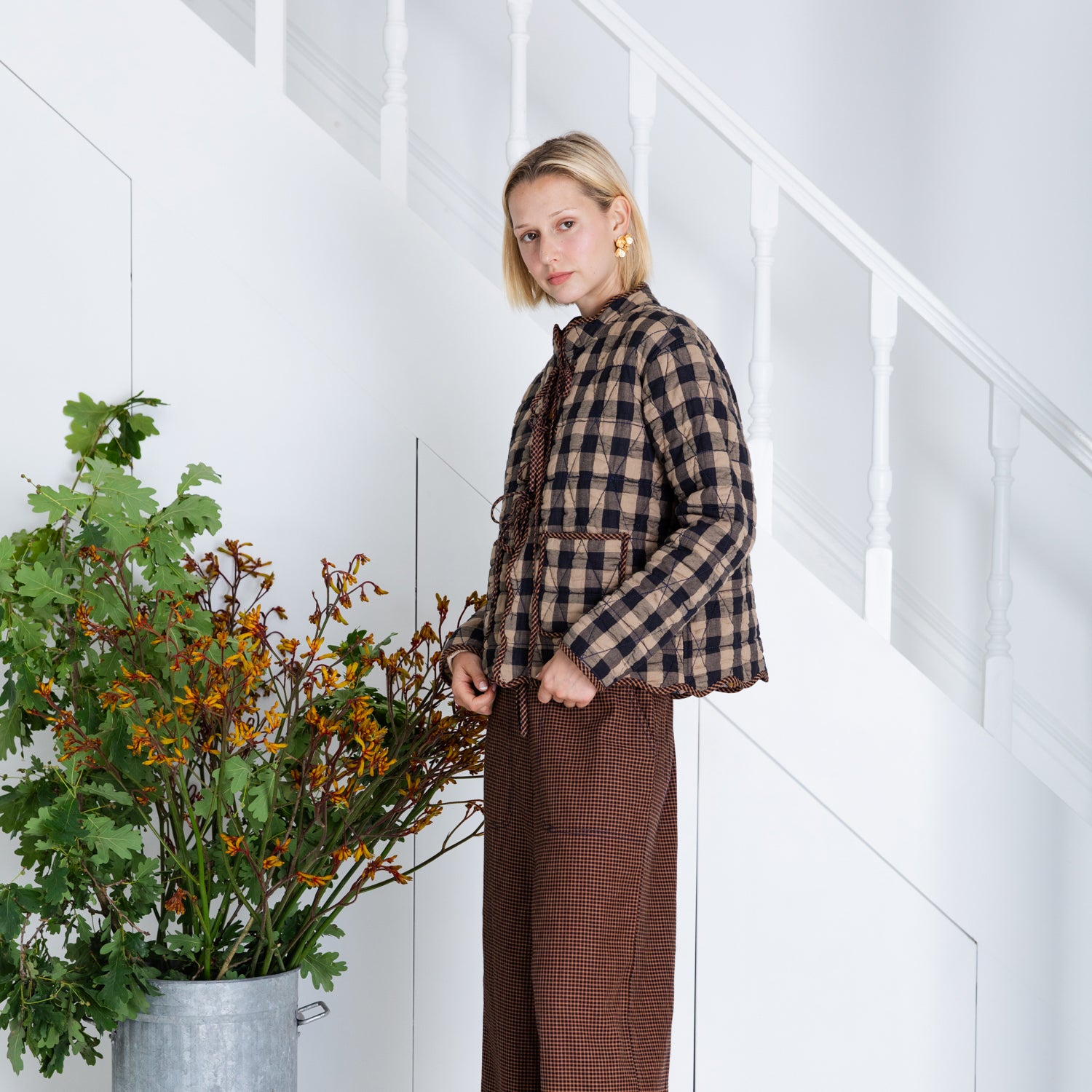 Mikka Check Jacket - Navy Sand