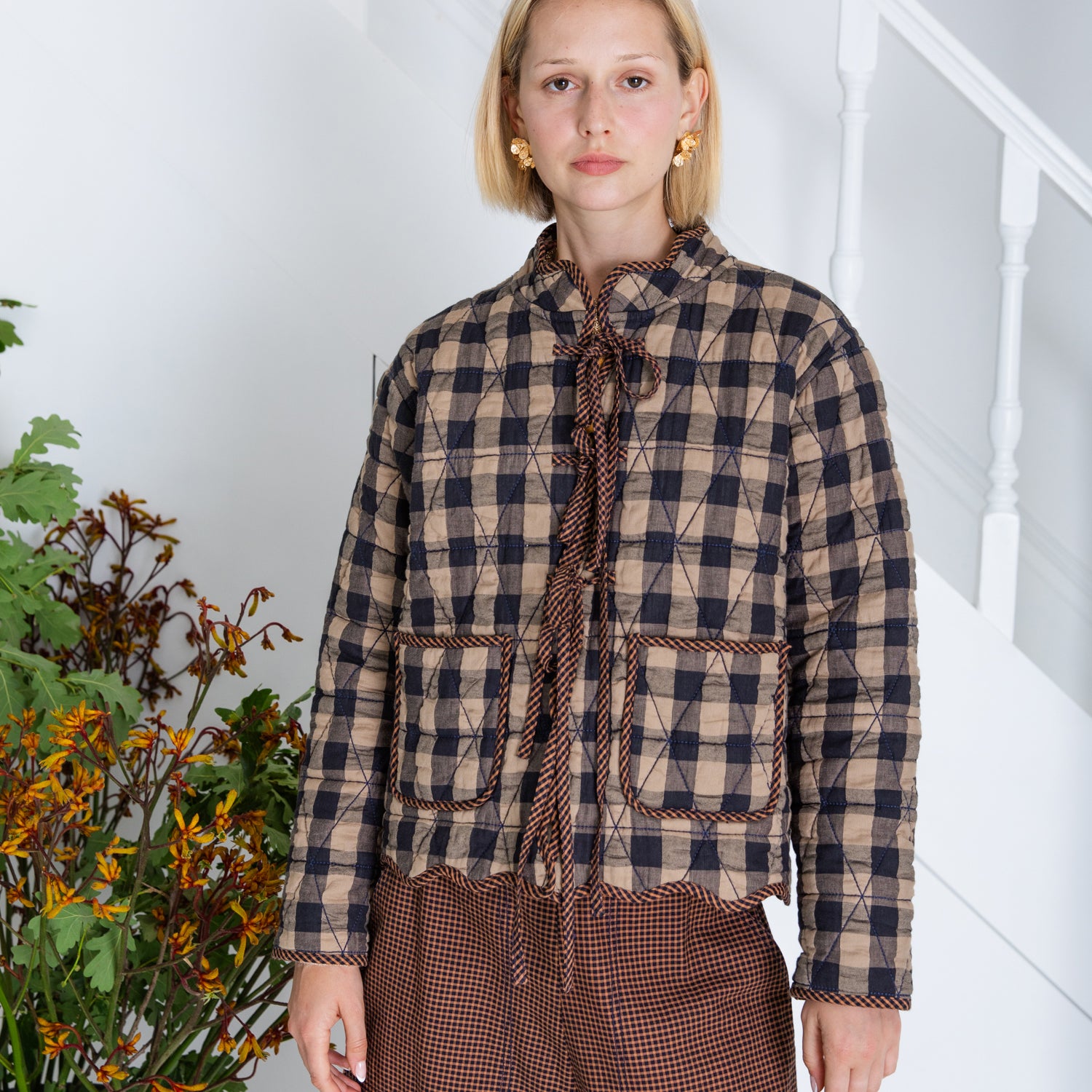Mikka Check Jacket - Navy Sand