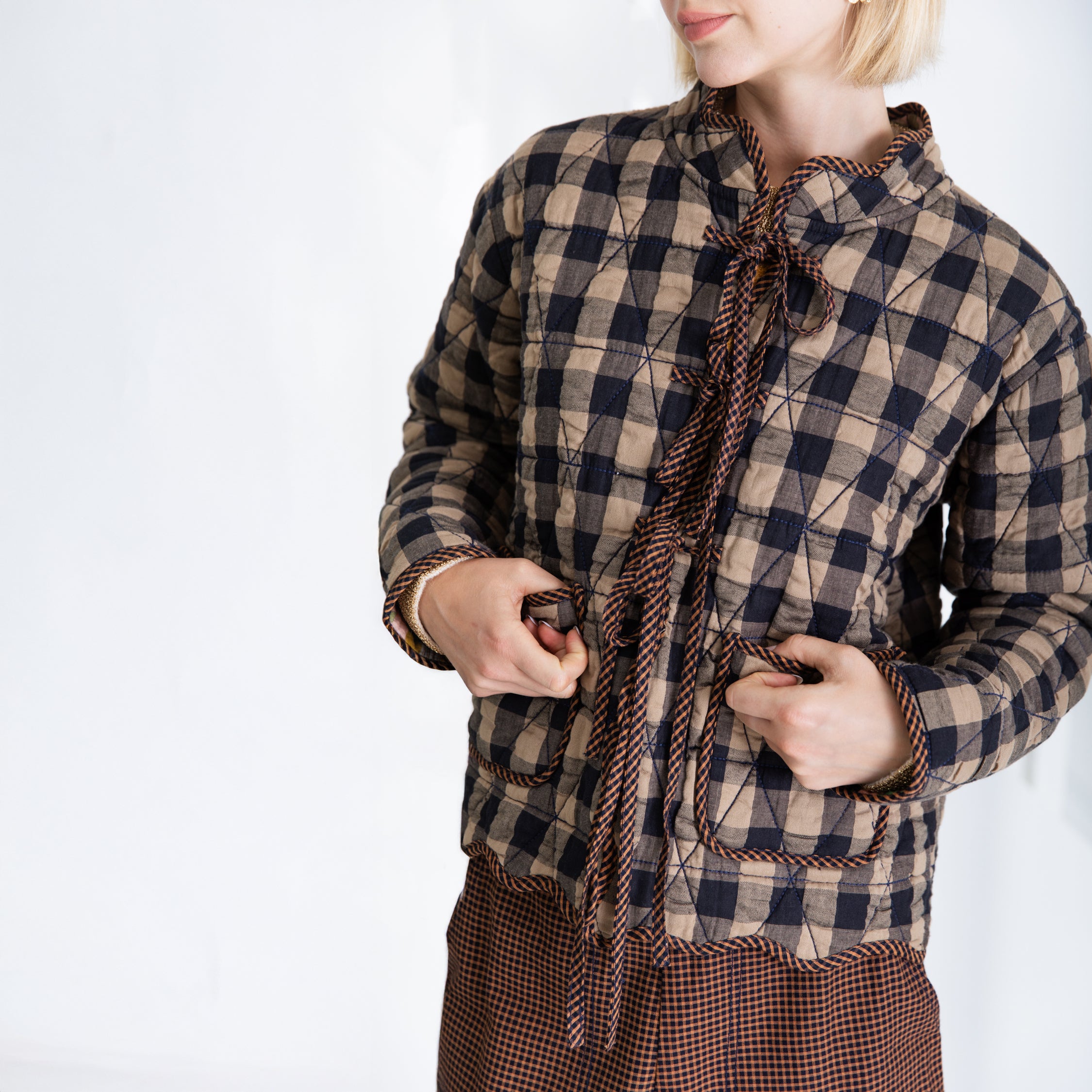 Mikka Check Jacket - Navy Sand