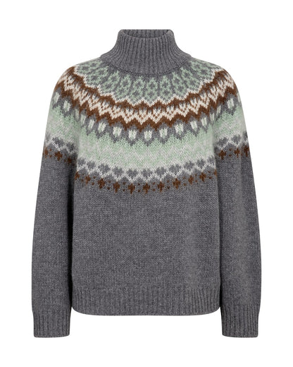 Daya Fjord Highneck Knit - Thunderstorm