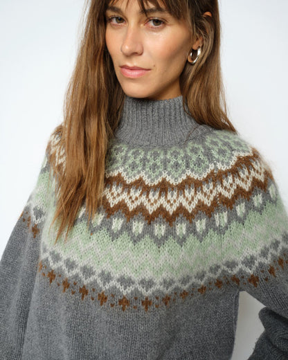 Daya Fjord Highneck Knit - Thunderstorm