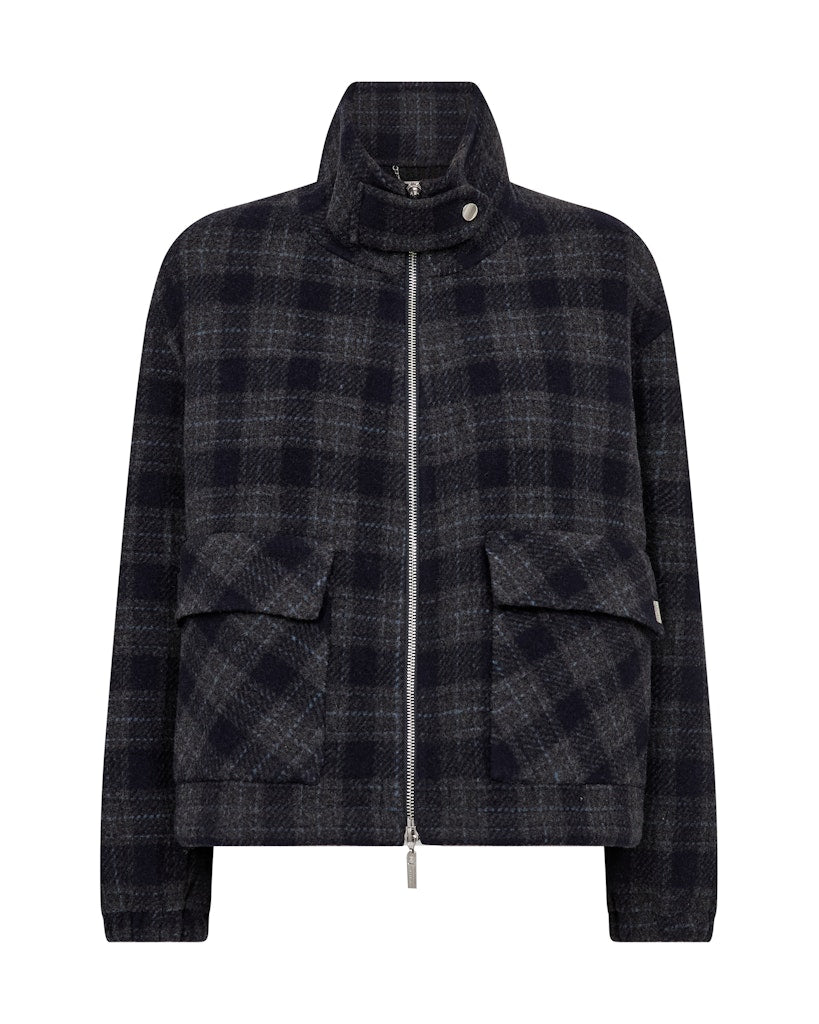 Camille Check Jacket - Salute Navy