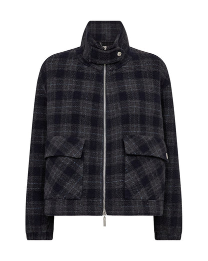 Camille Check Jacket - Salute Navy