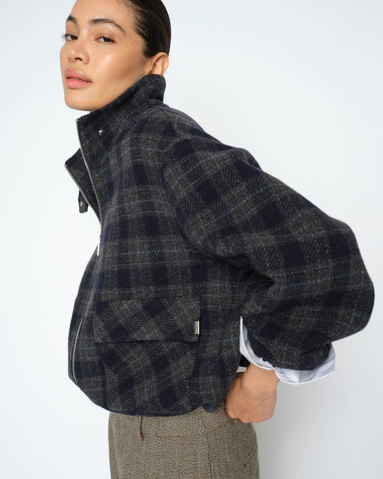 Camille Check Jacket - Salute Navy