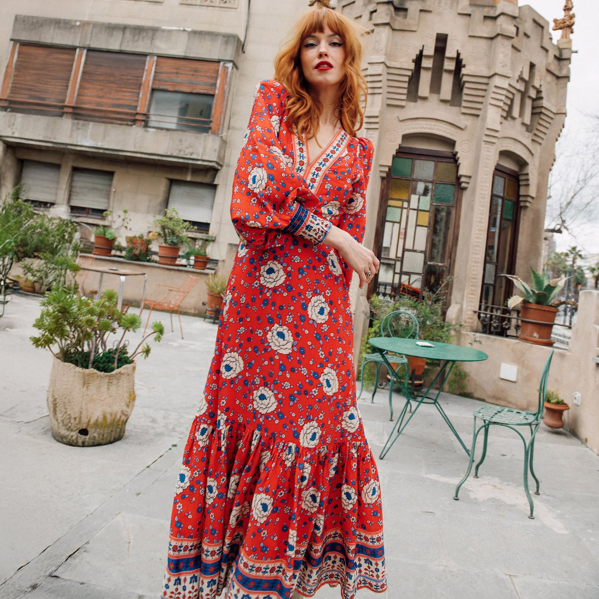 Maggie Maxi Dress - Red Print