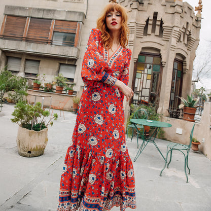 Maggie Maxi Dress - Red Print