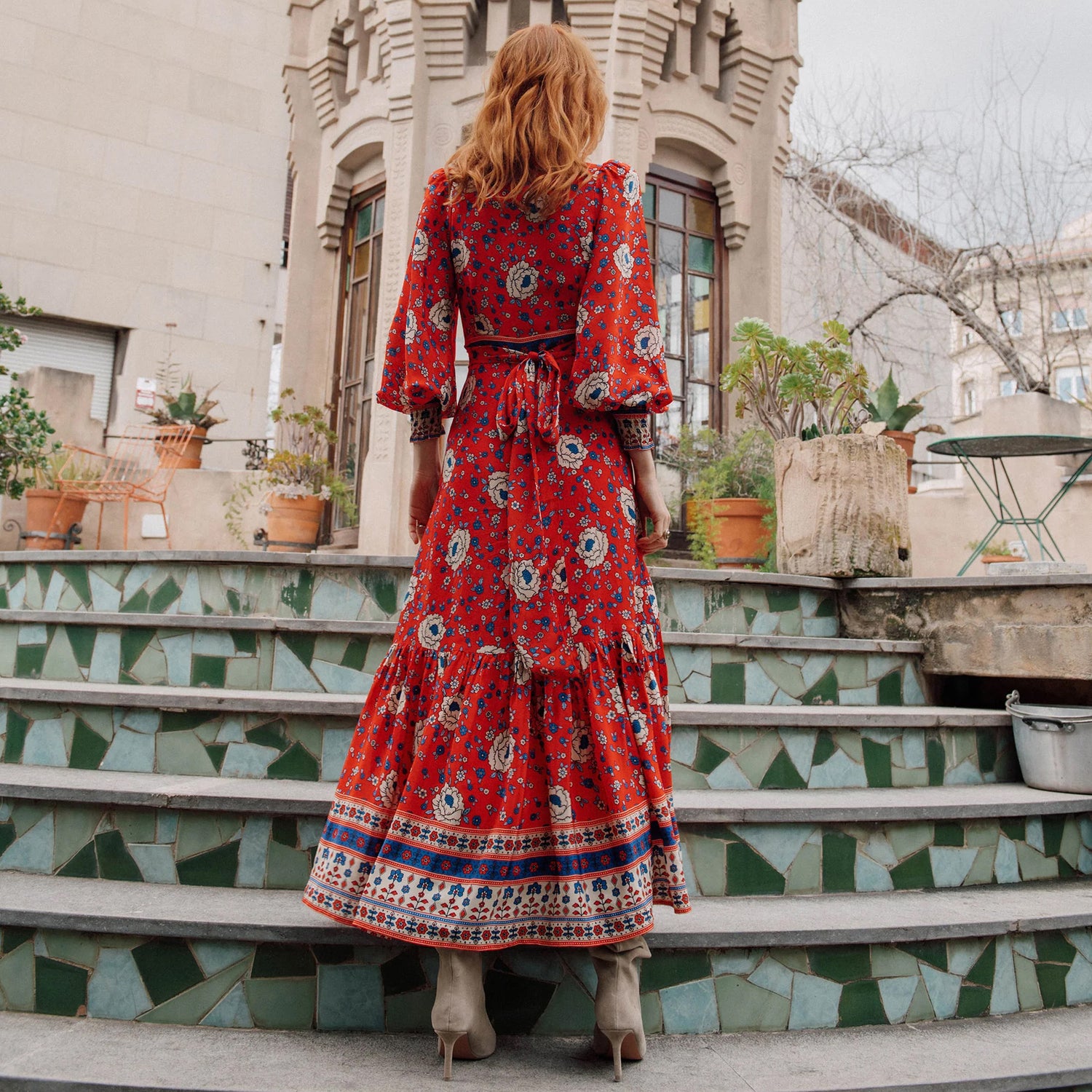 Maggie Maxi Dress - Red Print
