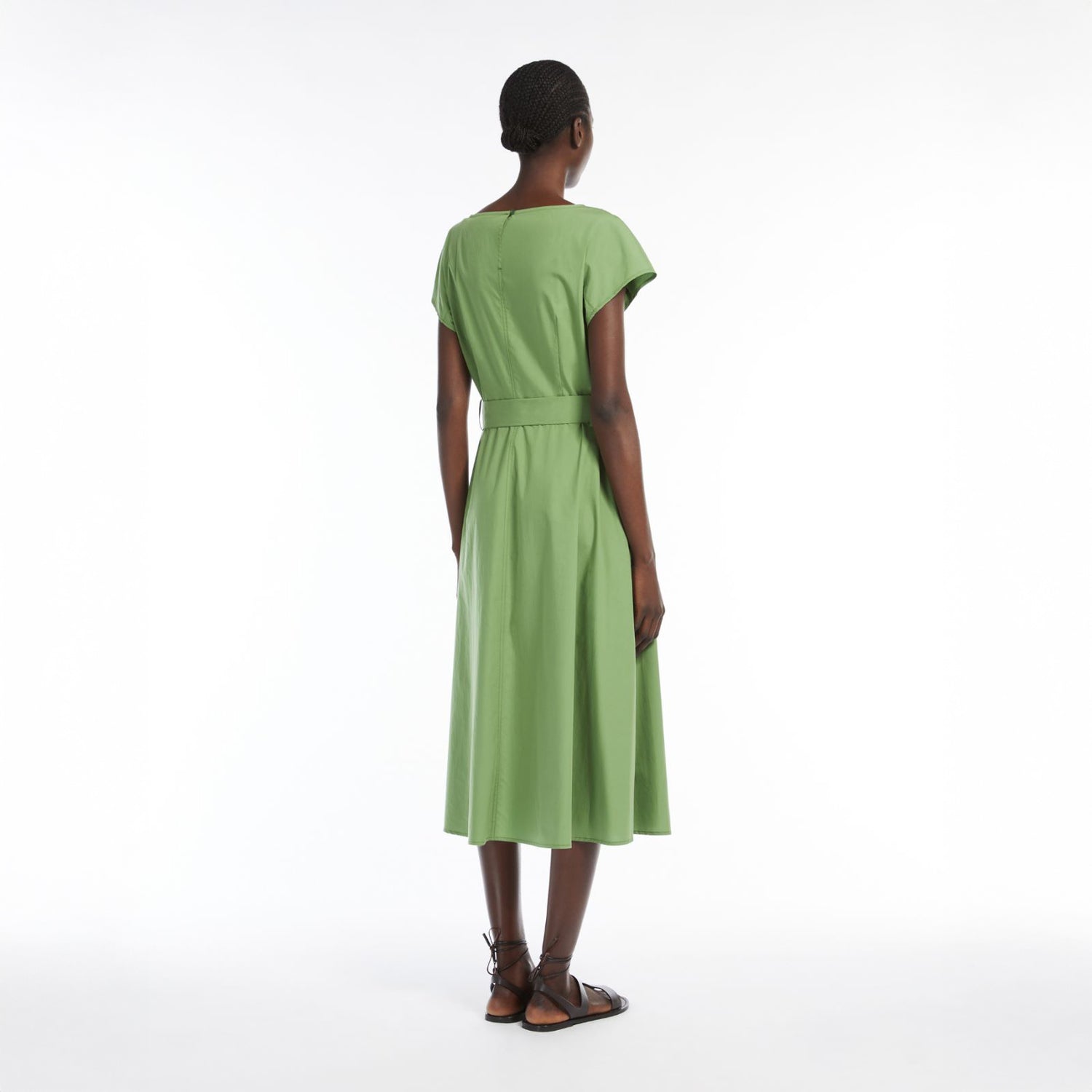 Magma Cotton Short Sleeve Plain Dress - Green