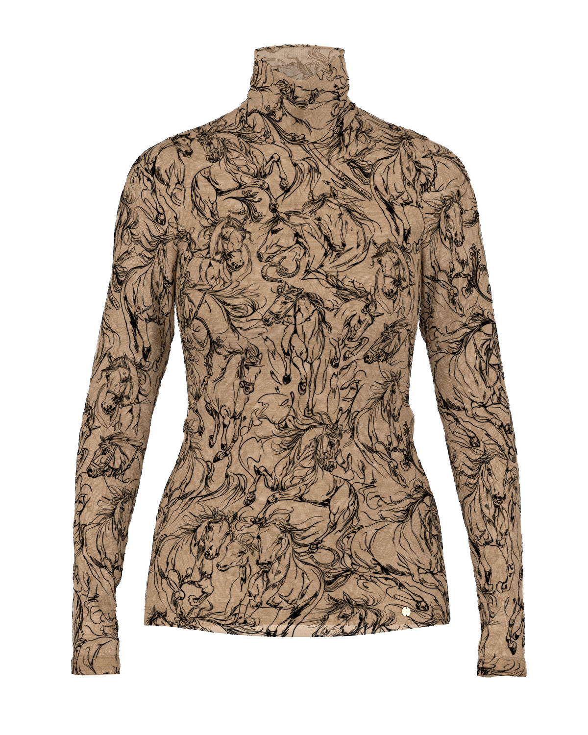 Horse Patterned Turtle Neck - Khaki