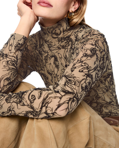 Horse Patterned Turtle Neck - Khaki