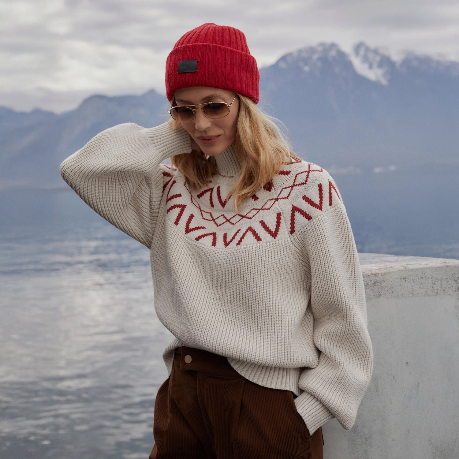 Elva Chunky Rib Beanie - Red Dahlia