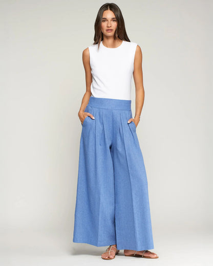 Marian Pleat Front Trousers - Blue