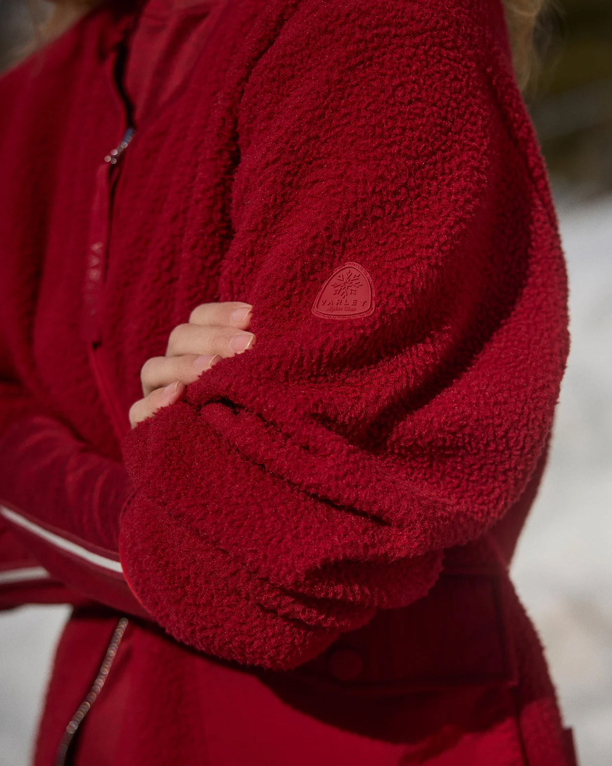 Marina Collarless Fleece - Red Dahlia