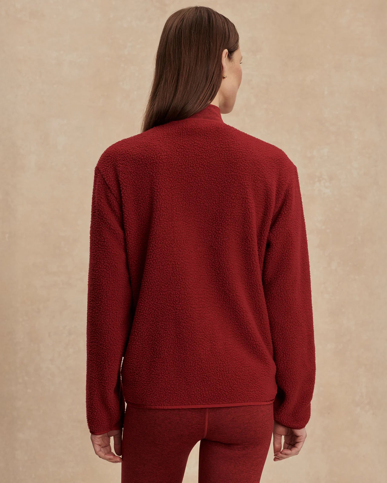 Marina Collarless Fleece - Red Dahlia