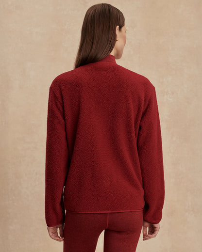 Marina Collarless Fleece - Red Dahlia