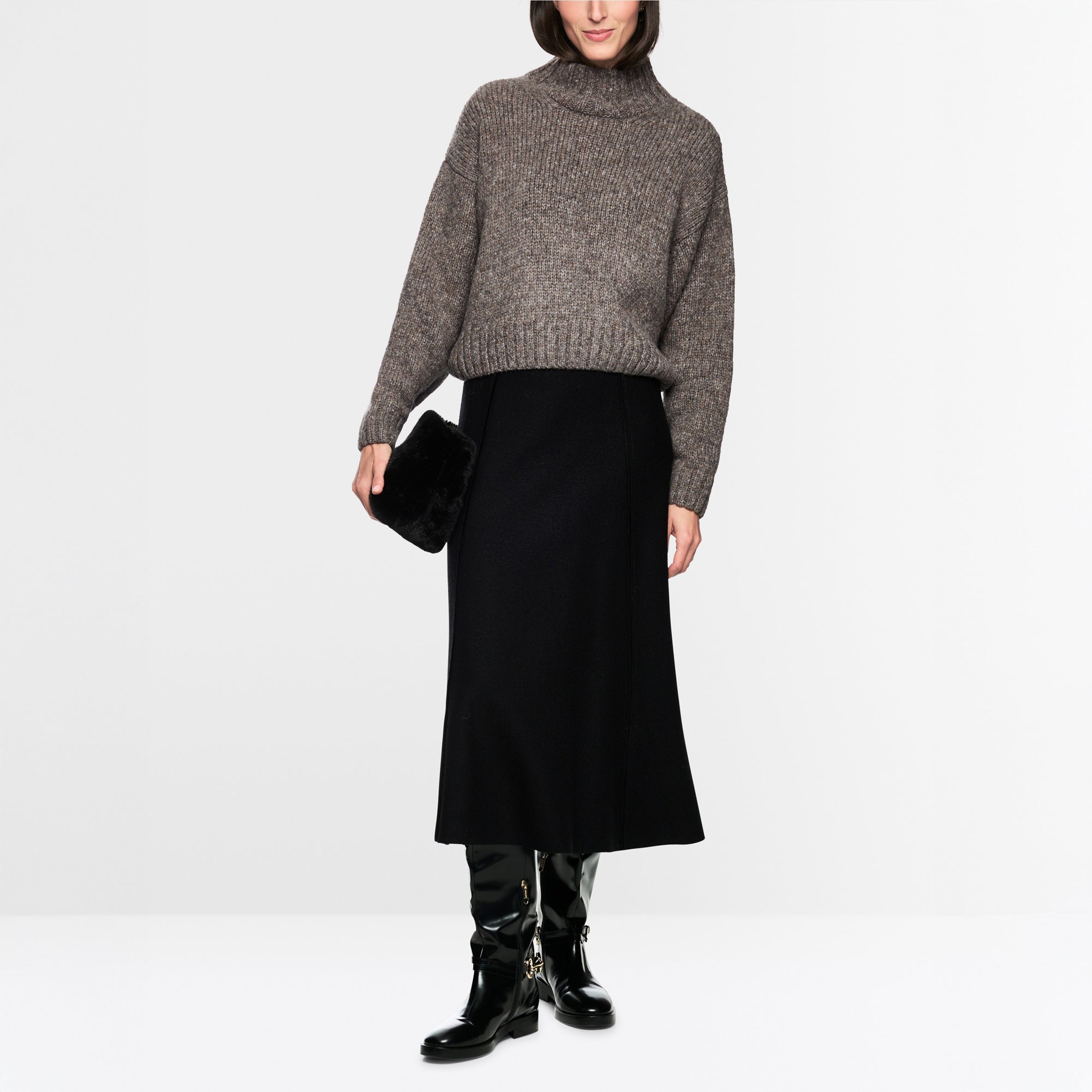 Marl Knit Turtle Neck - Soft Charcoal