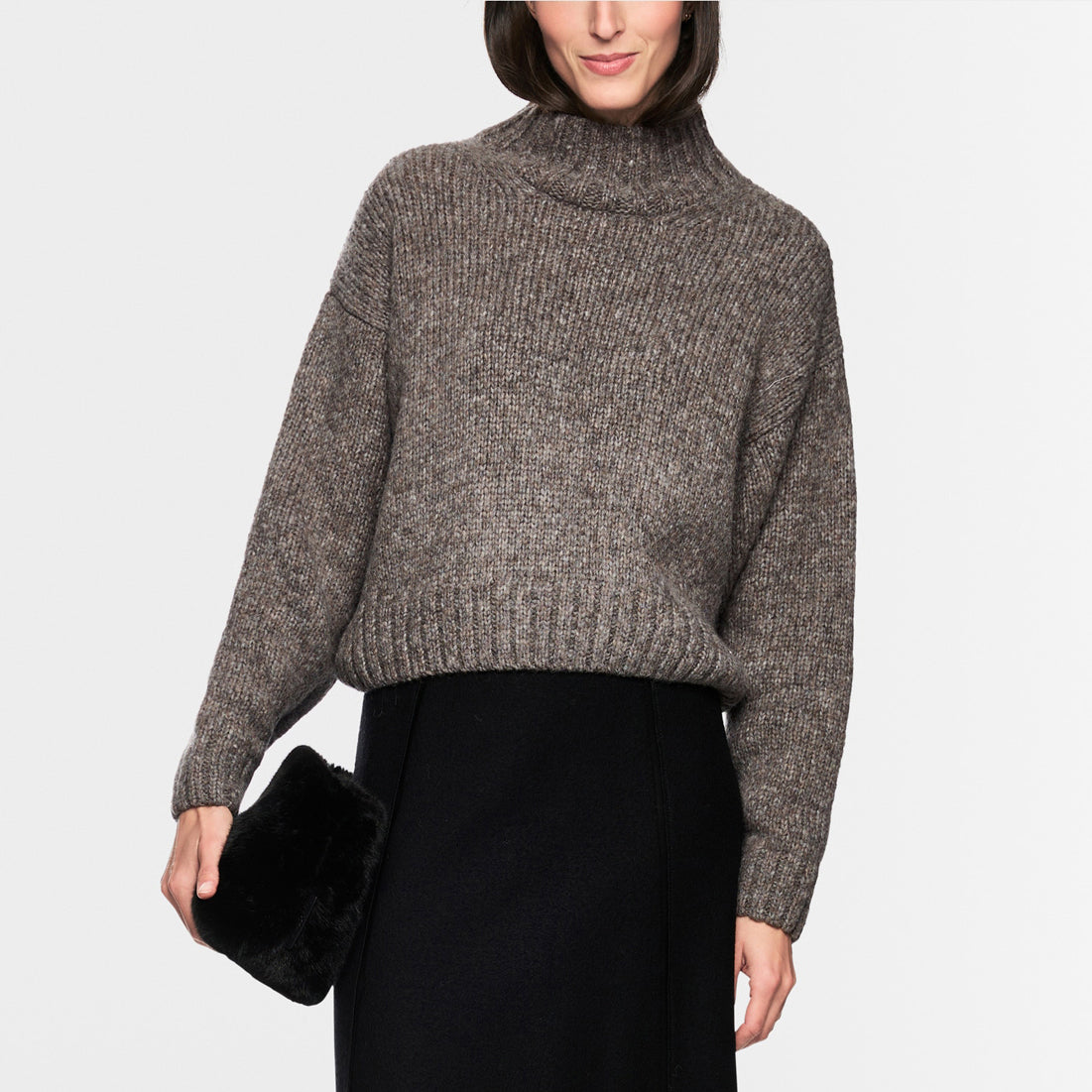 Marl Knit Turtle Neck - Soft Charcoal
