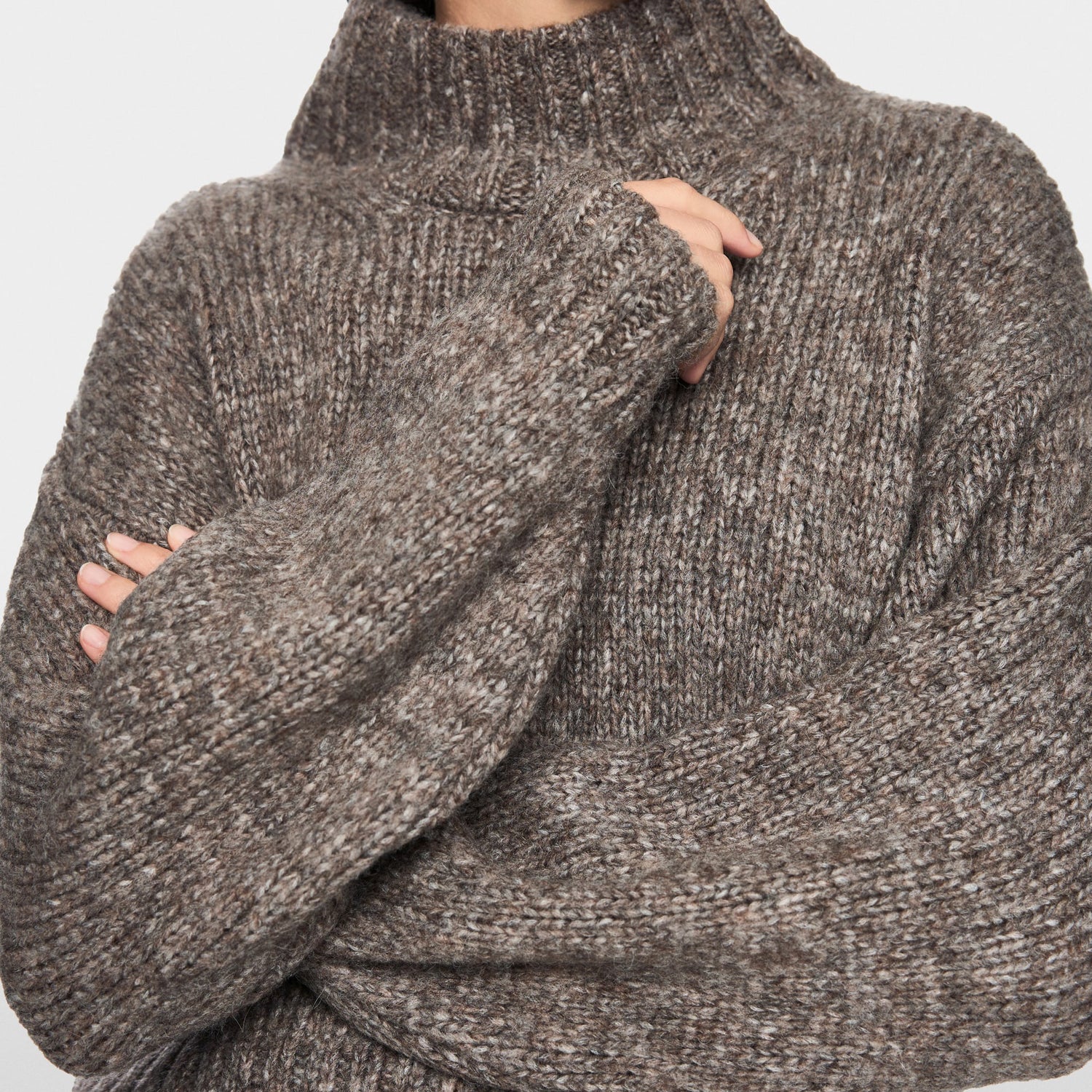 Marl Knit Turtle Neck - Soft Charcoal