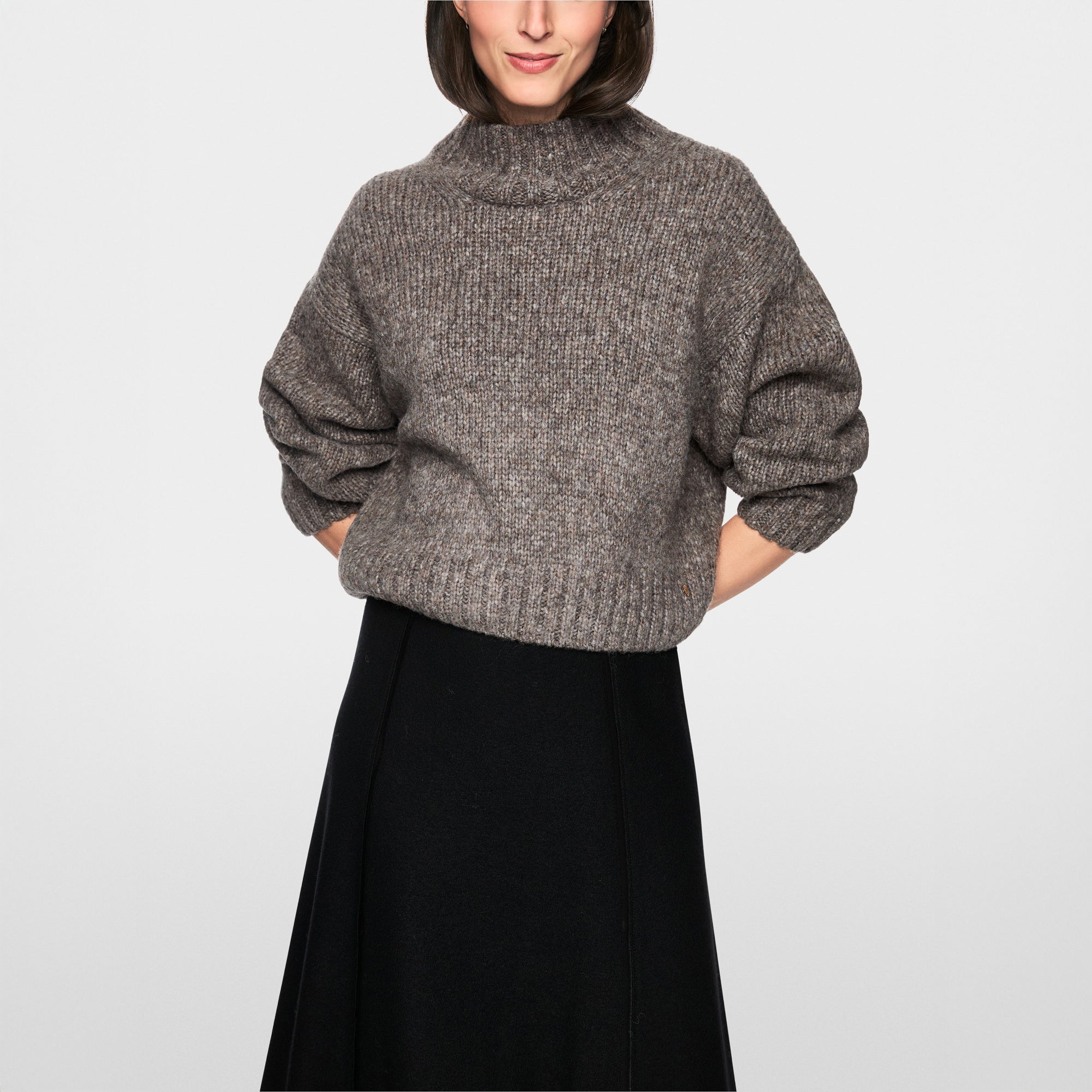 Marl Knit Turtle Neck - Soft Charcoal