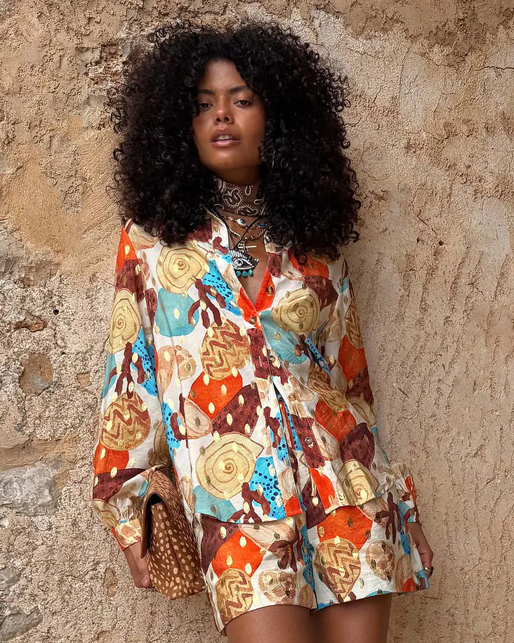 Marley Shirt In Shell Print - Multi