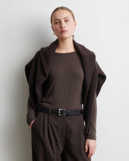Matima O-Neck Tee - Dark Brown