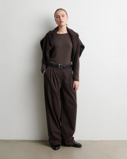 Matima O-Neck Tee - Dark Brown